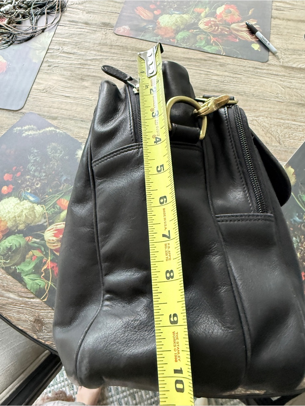 Coach Vintage black leather Briefcase Messenger brass with shoulder strap - Picture 14 of 16